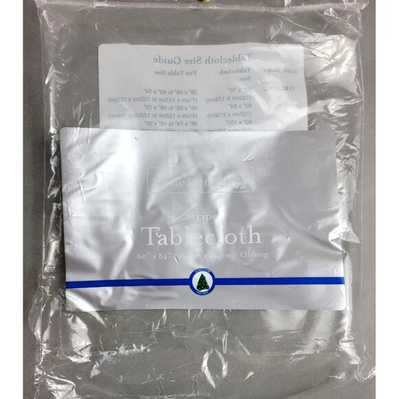 Bright Hunter Green Table Cloth Christmas Holiday Striped 60" x 84" NIP JH1424 - Picture 3 of 4